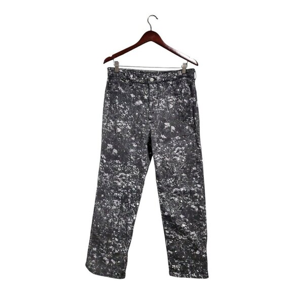 Adrianna Goldschmied Alexxis Cropped Black Flower Field Jeans Vintage Fit Sz 31 - Picture 1 of 13